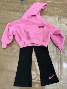 Nike Toddler Pink Hoodie with Black Leggings